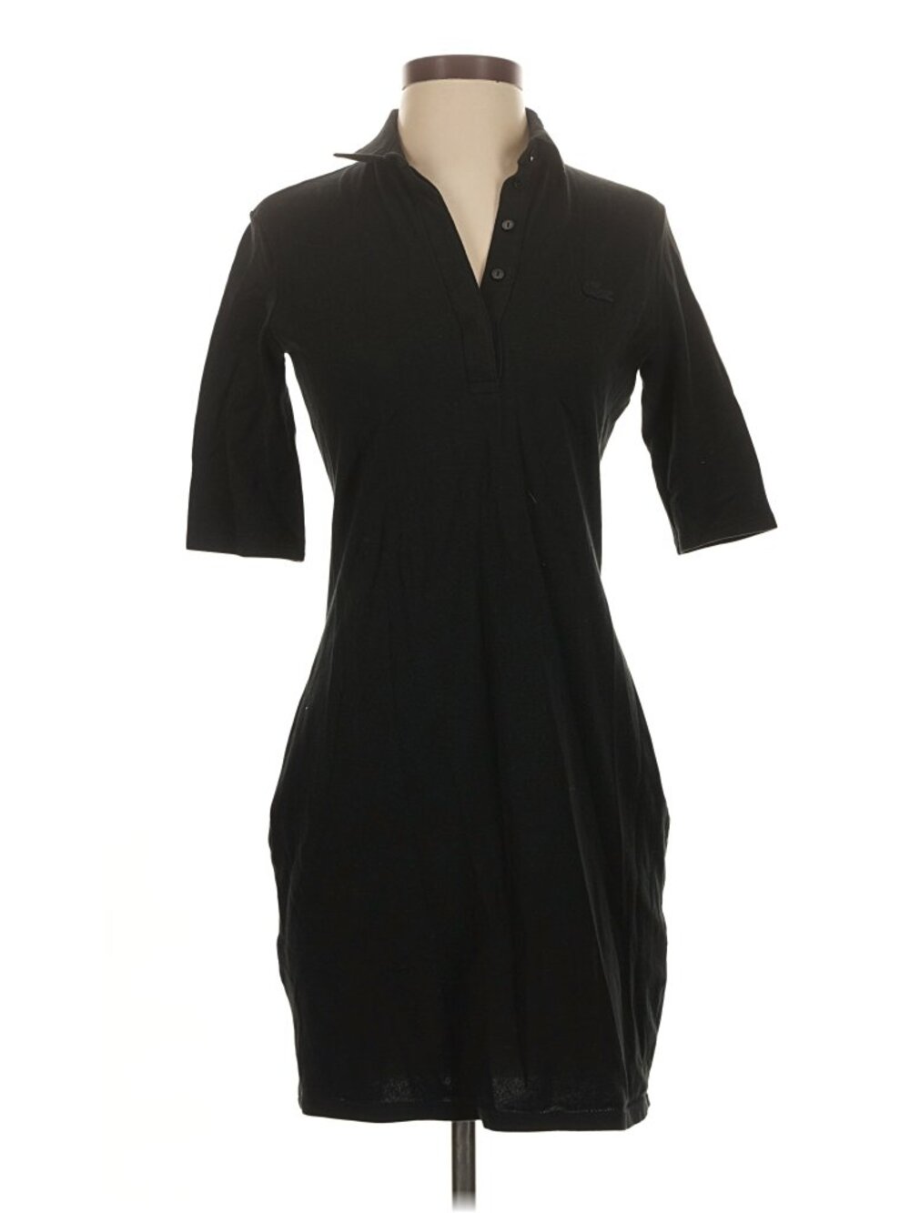 Lacoste Size EU 36 / US 4-6 3/4" Sleeve Black Polo Dress - Very Good Condition